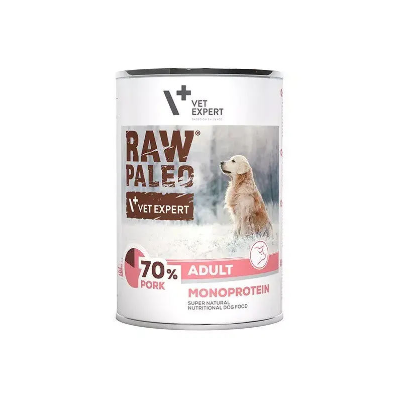 VETEXPERT RAW PALEO Adult monoprotein su kiauliena, šlapias šunų ėdalas, 400 g