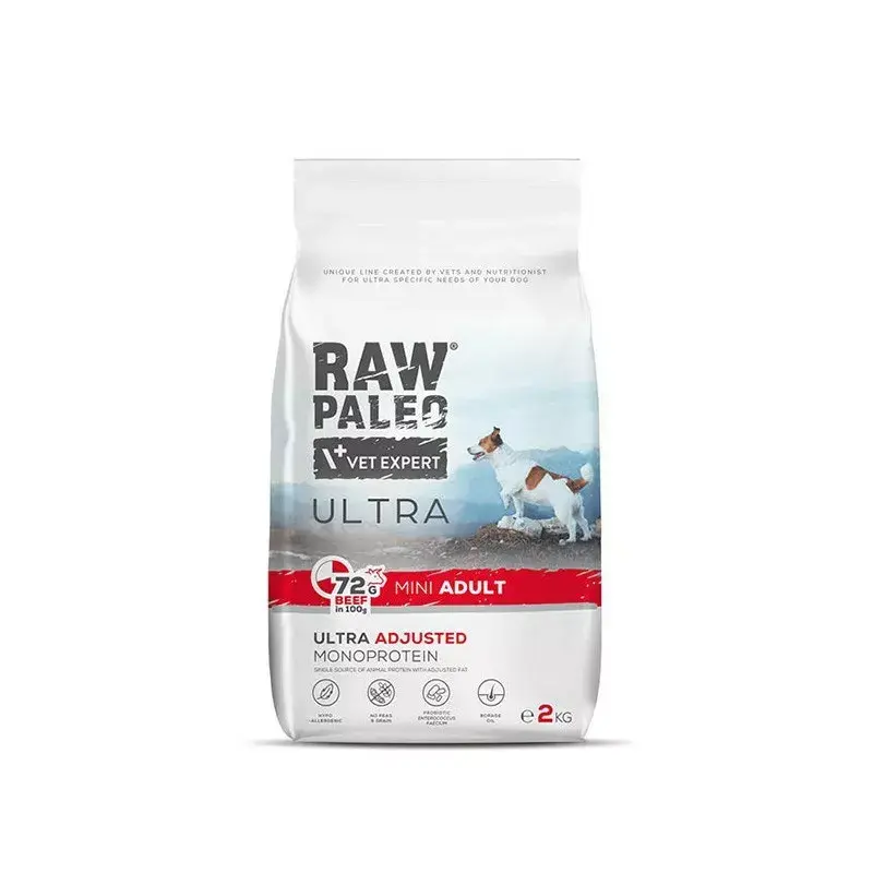 VETEXPERT RAW PALEO Ultra Mini Adult su jautiena, sausas šunų ėdalas, 2 kg