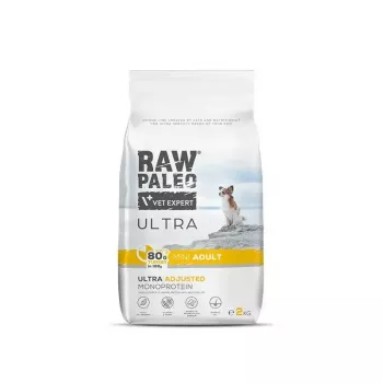 VETEXPERT RAW PALEO Ultra Mini Adult Turkey sausas ėdalas šunims, 2 kg