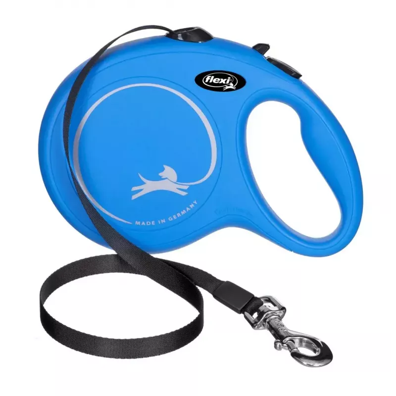 Atitraukiamas pavadėlis Flexi New Classic 8 m — virvelinis pavadėlis, mėlynas, L, max apkrova 50 kg
