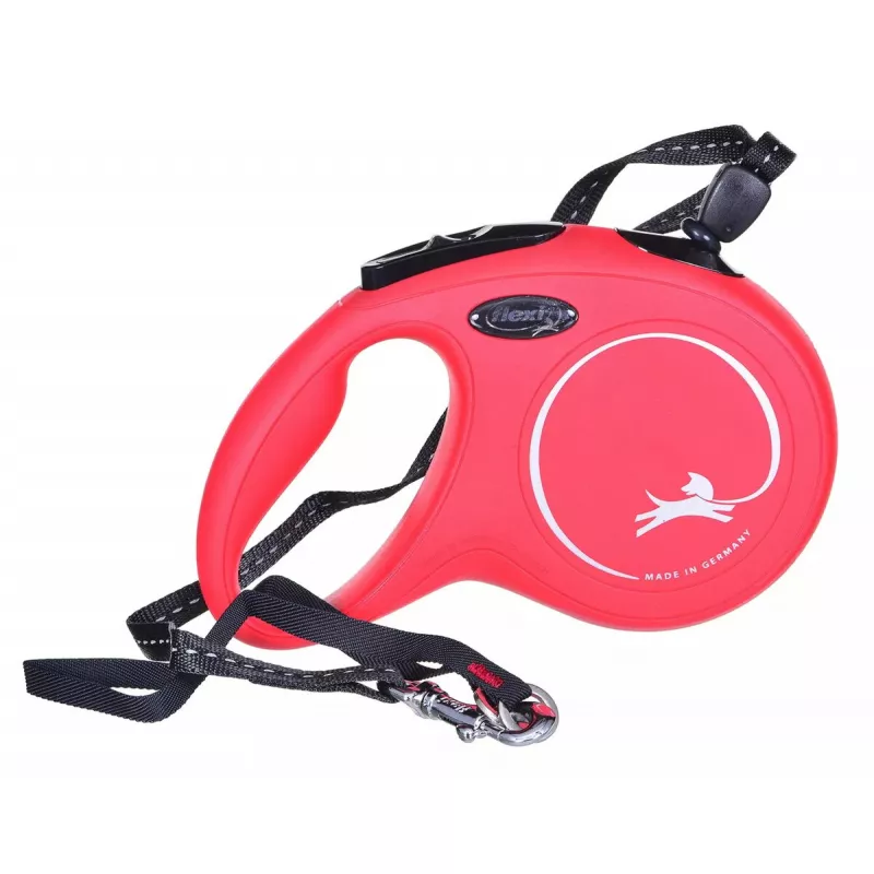 Flexi New Classic M – ištraukiamas pavadėlis šunims, virvutinis, vidutiniams šunims, 8 m, max apkrova 20 kg, juodas