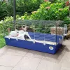 Narvelis triušiams FERPLAST Rabbit 120 Mėlynas – metalinis ir plastikinis triušių narvas 1180×585×495 mm, tinka 5–9,9 kg triušiams