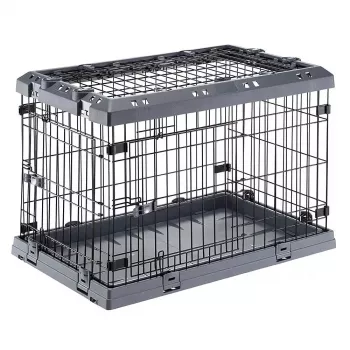 Kietas nešiklis šunims FERPLAST Superior 770×510×550 mm – metalinis/plastikinis narvas mažiems šunims 5–9,9 kg, juodas