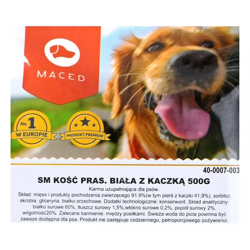 Kramtomas kaulas šunims MACED Presuotas kaulas su antiena 500 g – vieno ingrediento dantų priežiūros skanėstas