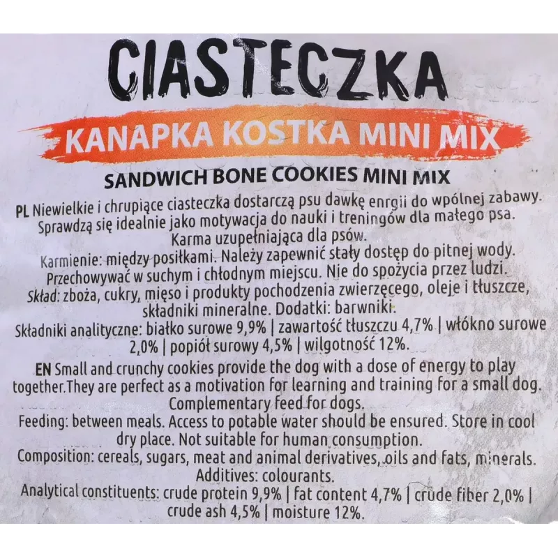 Šunų dresūros skanėstai MACED Cube Cookies Mini Mix 1 kg – įvairūs mini kubeliai su paukštienos skonio mišiniu