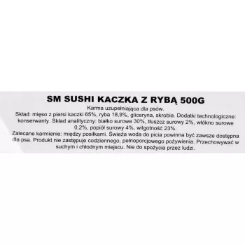 Sausas šunų skanėstas MACED Duck and Fish Sushi 500 g – treniruočių užkandis, baltymai 30%, riebalai 2%, be glitimo