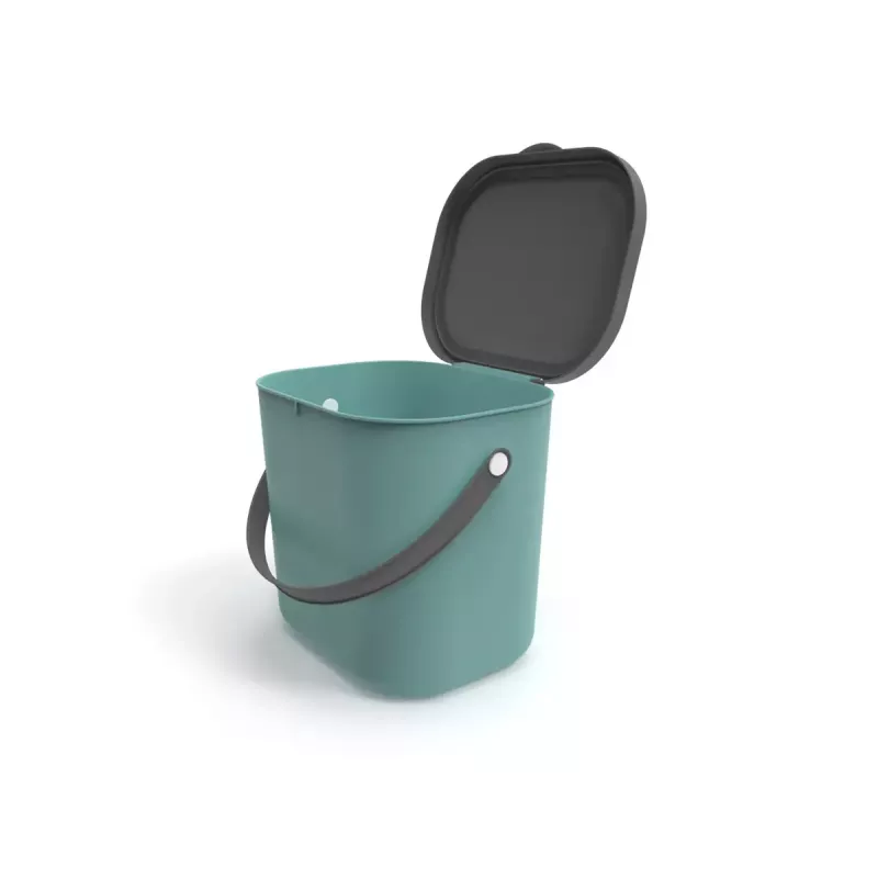 Rotho Albula stačiakampis plastikinis atliekų konteineris 6 l, iš perdirbto plastiko, tamsiai žalias, su kabyklos anga