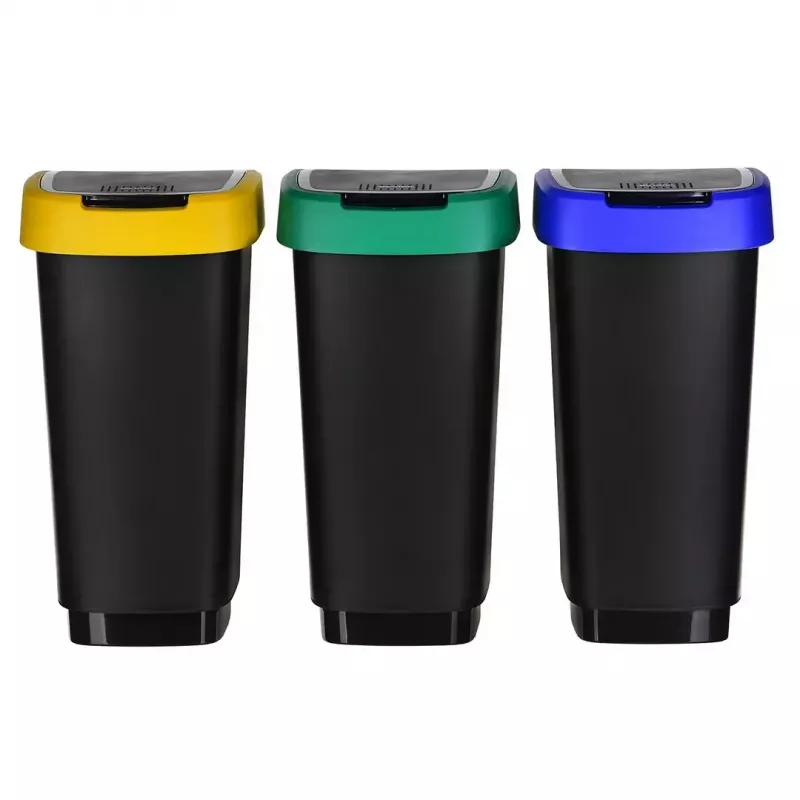 Trijų sekcijų atliekų rūšiuotuvas rotho Twist 3 × 25 L (technopolimeras, juoda, 252×333×476 mm)