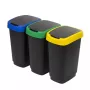 Trijų sekcijų atliekų rūšiuotuvas rotho Twist 3 × 25 L (technopolimeras, juoda, 252×333×476 mm)