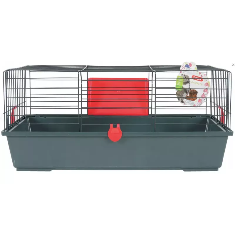 Narvelis graužikams ZOLUX Classic 80 – dviejų lygių metalo ir plastiko, 800×430×330 mm, 31 mm tarpeliai, pilkai raudonas