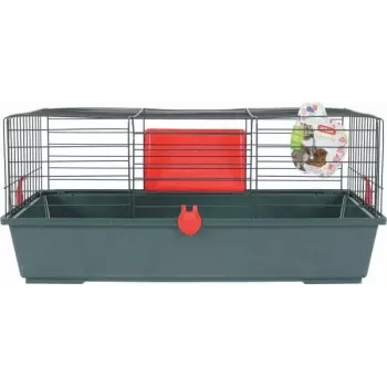 Narvelis graužikams ZOLUX Classic 80 – dviejų lygių metalo ir plastiko, 800×430×330 mm, 31 mm tarpeliai, pilkai raudonas