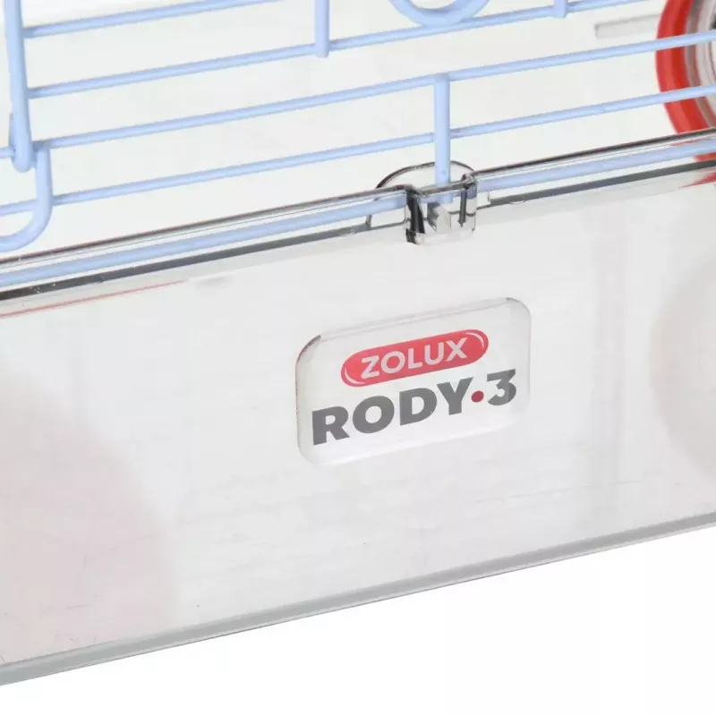 Narvelis graužikams ZOLUX Rody3 Trio – metalinis/plastikinis, 410×270×530 mm, 3 kg, su bėgimo ratuku