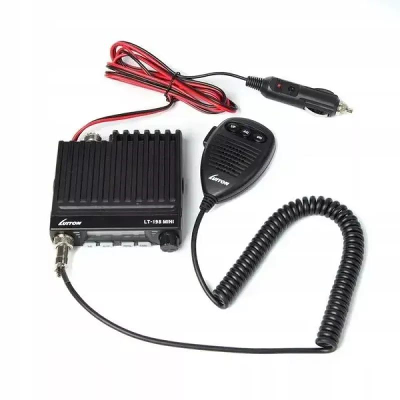 Automobilinis CB radijas Luiton LT-198, 40 AM/FM kanalų, 4 W, 12–24 V, juodas, su cigarečių žiebtuvėlio kištuku