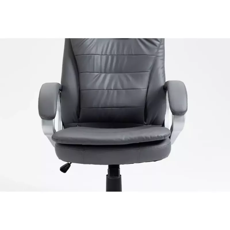 Šildoma biuro kėdė ActiveJet YK7304 pilka – odinė sėdynė ir atlošas, reguliuojamas aukštis 45–55 cm