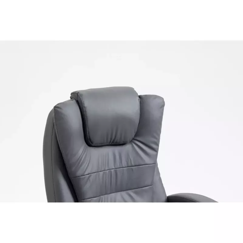 Šildoma biuro kėdė ActiveJet YK7304 pilka – odinė sėdynė ir atlošas, reguliuojamas aukštis 45–55 cm