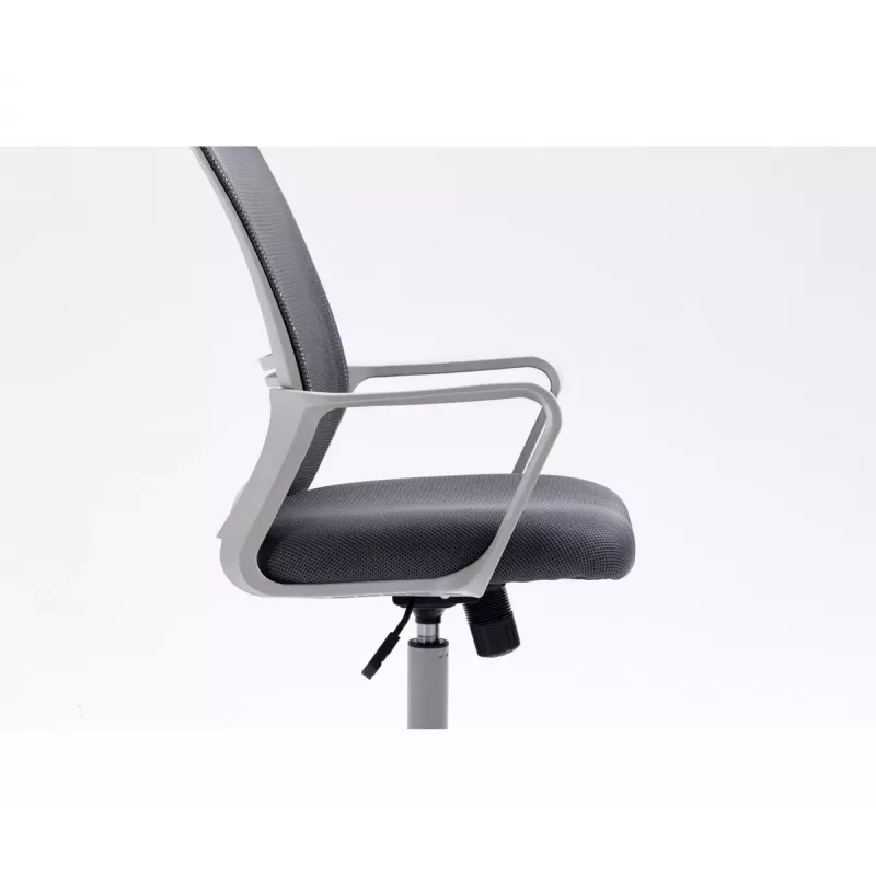 Biuro kėdė ActiveJet YK01 – paminkštinta sėdynė, tinklinis atlošas, pilka, reguliuojamas aukštis 46–56 cm