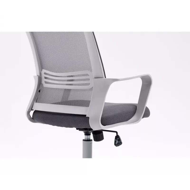 Biuro kėdė ActiveJet YK01 – paminkštinta sėdynė, tinklinis atlošas, pilka, reguliuojamas aukštis 46–56 cm