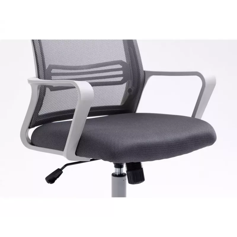 Biuro kėdė ActiveJet YK01 – paminkštinta sėdynė, tinklinis atlošas, pilka, reguliuojamas aukštis 46–56 cm
