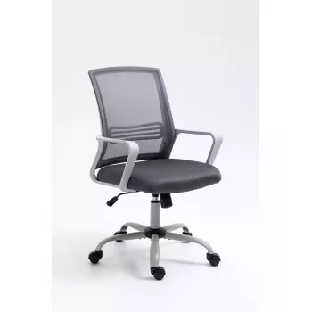Biuro kėdė ActiveJet YK01 – paminkštinta sėdynė, tinklinis atlošas, pilka, reguliuojamas aukštis 46–56 cm