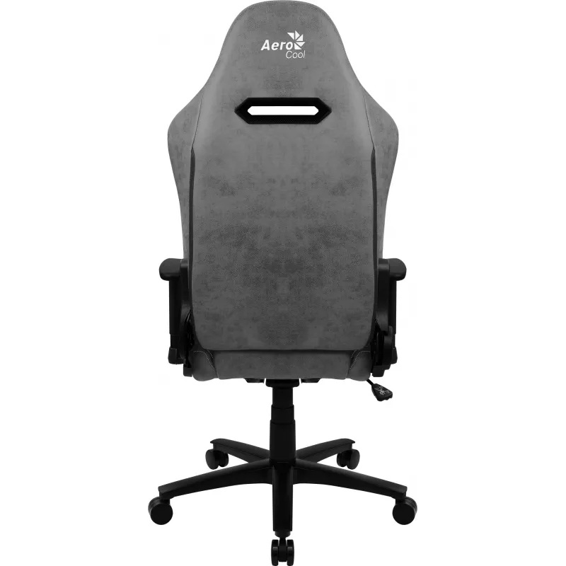 Žaidimų kėdė AEROCOOL DUKE AeroSuede juoda pilka — 2D porankiai, butterfly mechanizmas, max vartotojas 150 kg