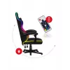 Žaidimų kėdė Huzaro FORCE 4.4 RGB Black – audeklinė prikimšta sėdynė, reguliuojamas atlošas, RGB apšvietimas, iki 130 kg