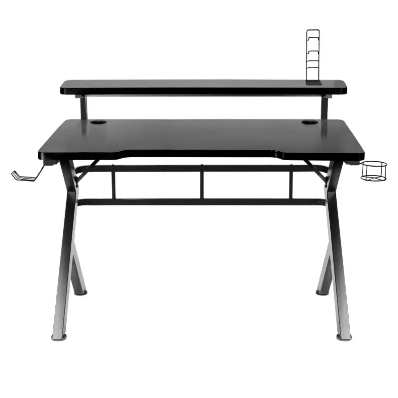 Gaming stalas Huzaro Hero 5.0 Black – tiesus aliumininis rėmas, anglies pluošto stalviršis 1200×600 mm