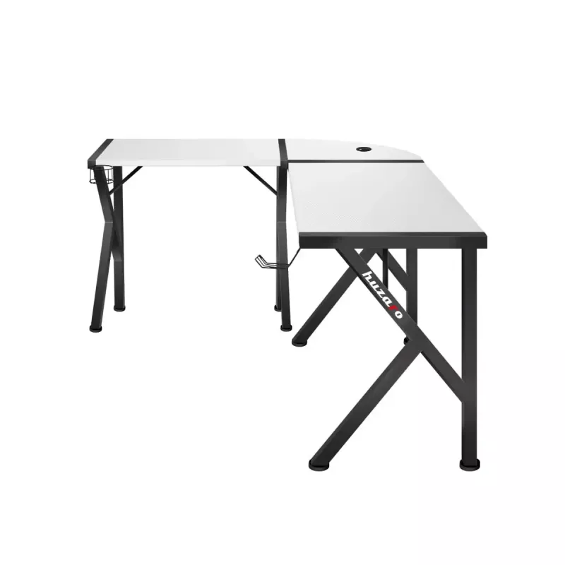Kampinis žaidimų stalas Huzaro Hero 6.3 Baltas L formos anglies pluošto viršus 1540×1170×740 mm