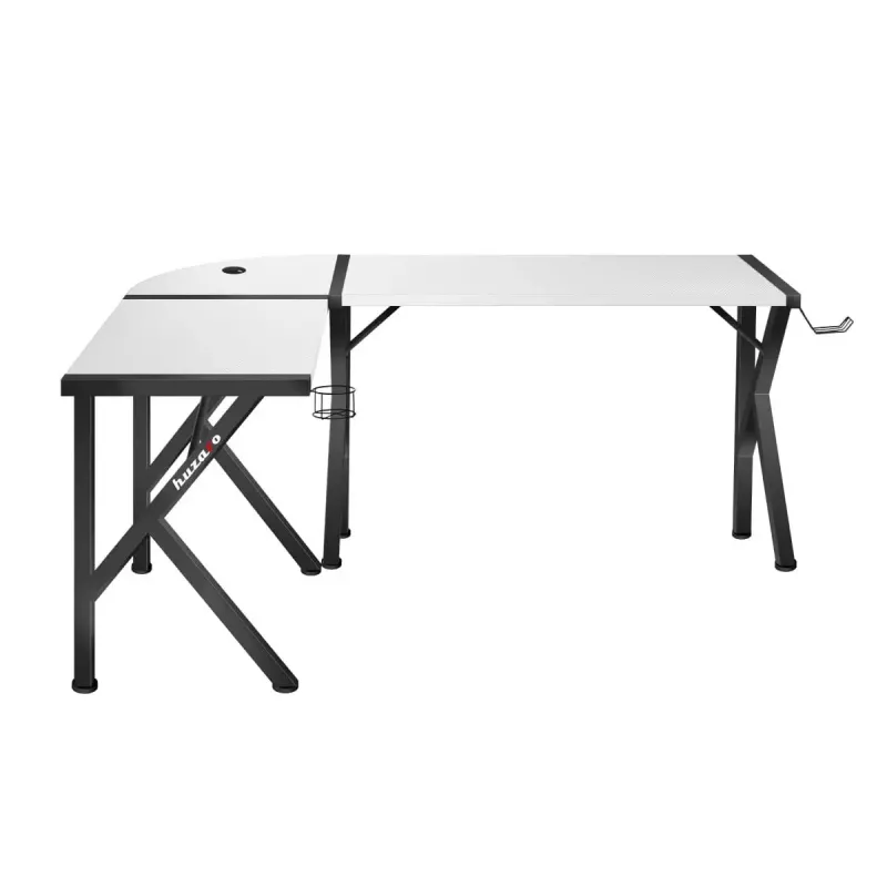 Kampinis žaidimų stalas Huzaro Hero 6.3 Baltas L formos anglies pluošto viršus 1540×1170×740 mm