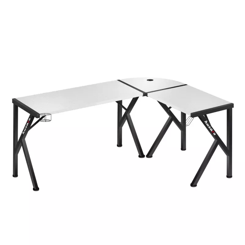 Kampinis žaidimų stalas Huzaro Hero 6.3 Baltas L formos anglies pluošto viršus 1540×1170×740 mm