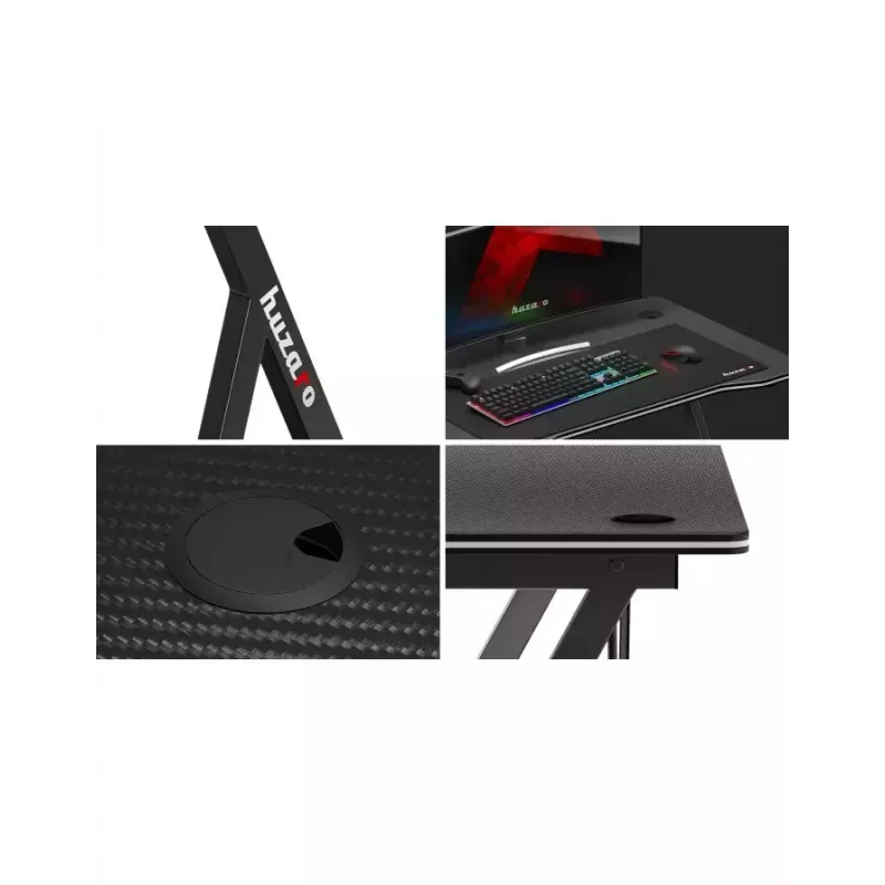 Gaming stalas Huzaro Hero 1.4 Black stačiakampis MDF 1000x500x750 mm