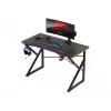 Žaidimų stalas Huzaro Hero 1.7 RGB Black – tiesus ergonomiškas stalas 1200x600 mm, 750 mm aukštis, LED, puodelio laikiklis, ausinių kablys