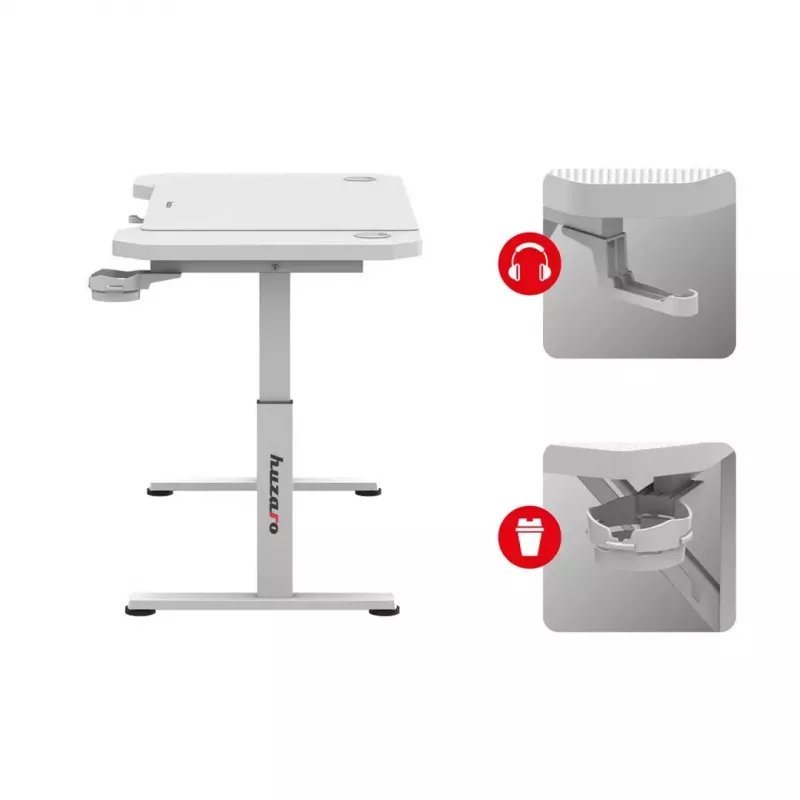 Žaidimų kėdė huzaro Hero 2.6 White – ergonomiška aukšta nugara, reguliuojamas aukštis, su puodelio laikikliu ir ausinių kabliuku