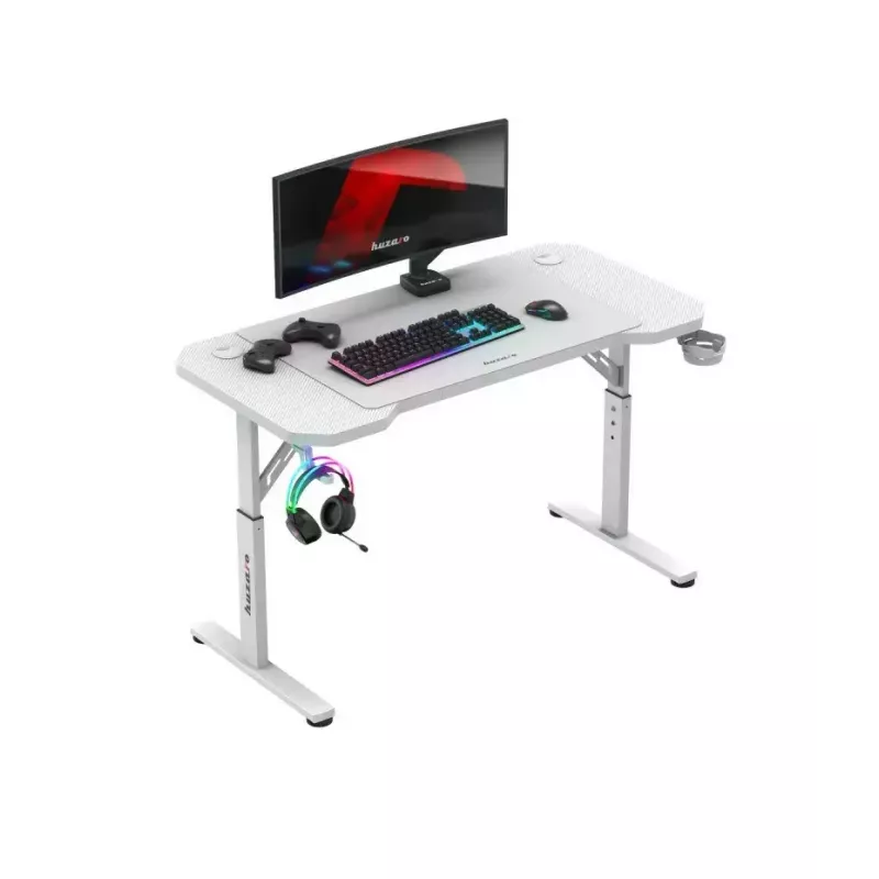 Žaidimų kėdė huzaro Hero 2.6 White – ergonomiška aukšta nugara, reguliuojamas aukštis, su puodelio laikikliu ir ausinių kabliuku