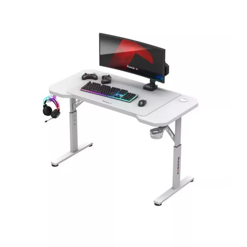 Žaidimų kėdė huzaro Hero 2.6 White – ergonomiška aukšta nugara, reguliuojamas aukštis, su puodelio laikikliu ir ausinių kabliuku