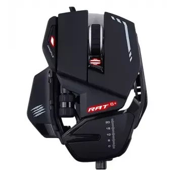 Žaidimų pelė Mad Catz R.A.T. 6+ USB Type-A, dešinei rankai, 12 000 DPI, 11 mygtukų, juoda, laidinė