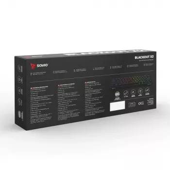 SAVIO BLACKOUT X2 mechaninė klaviatūra, Outemu Blue jungikliai, hot swap, laidinė USB, su apšvietimu, juoda