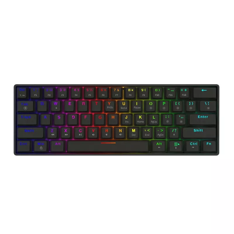 Mechaninė žaidimų klaviatūra SAVIO BLACKOUT X2 BLUE, 61 klavišų 60% USB-C atjungiamas laidas, RGB LED, Outemu Blue jungikliai, N-key rollover