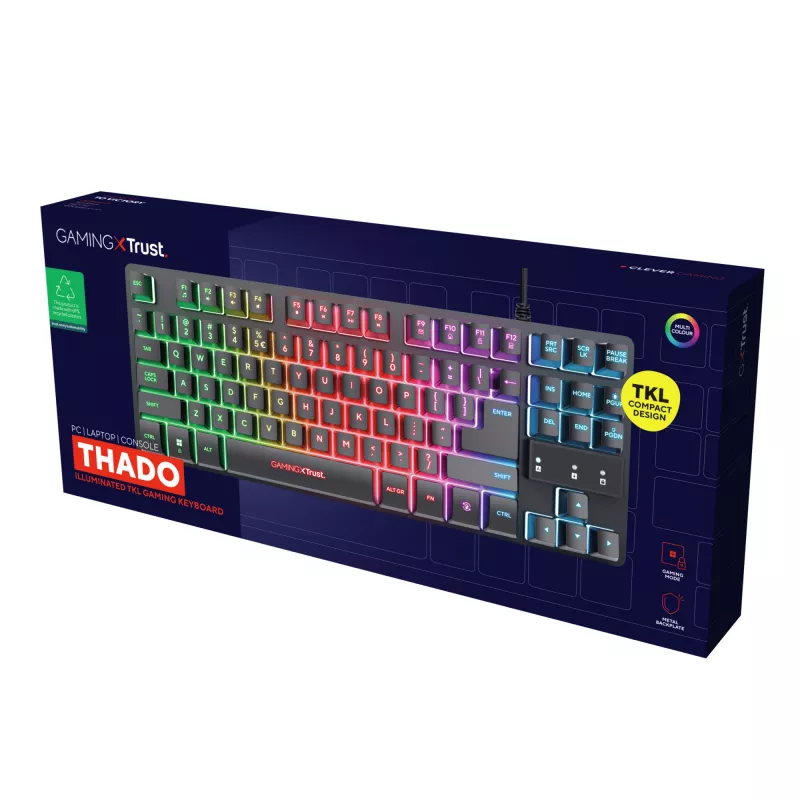 Trust GXT 833 Thado klaviatūra žaidimams USB juoda, sidabrinė