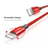 USB-A į Lightning laidas „Baseus Yiven“ 1,8 m, 2 A, raudonas, termoplastinis elastomerinis apvalkalas