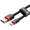 BASEUS Cafule Braided USB-A į USB-C kabelis 2A 2m juodas nailoninis