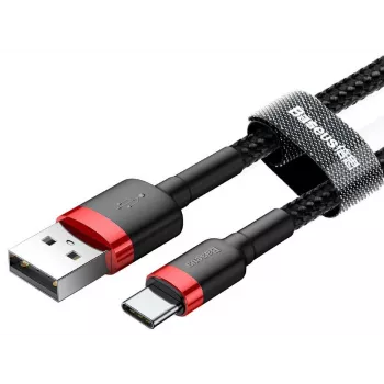 BASEUS Cafule Braided USB-A į USB-C kabelis 2A 2m juodas nailoninis