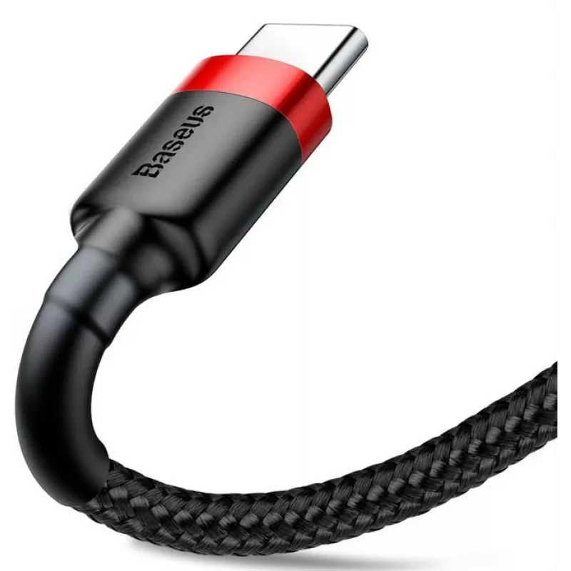 BASEUS Cafule Braided USB-A į USB-C kabelis 2A 2m juodas nailoninis