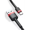 BASEUS Cafule Braided USB-A į USB-C kabelis 2A 2m juodas nailoninis