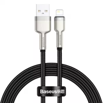 BASEUS greito įkrovimo ir duomenų perdavimo kabelis Cafule USB Type-A – Lightning, 480Mbps (2.4A PD), 1m, juodas