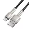 BASEUS greito įkrovimo ir duomenų perdavimo kabelis Cafule USB Type-A – Lightning, 480Mbps (2.4A PD), 1m, juodas