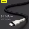 BASEUS greito įkrovimo ir duomenų perdavimo kabelis Cafule USB Type-A – Lightning, 480Mbps (2.4A PD), 1m, juodas