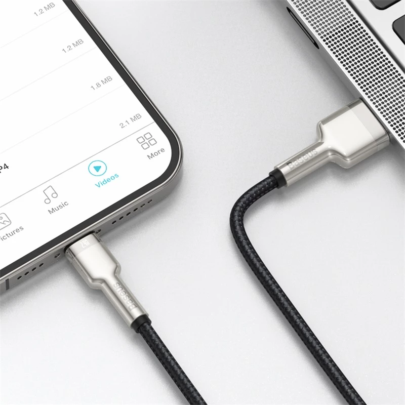 BASEUS greito įkrovimo ir duomenų perdavimo kabelis Cafule USB Type-A – Lightning, 480Mbps (2.4A PD), 1m, juodas