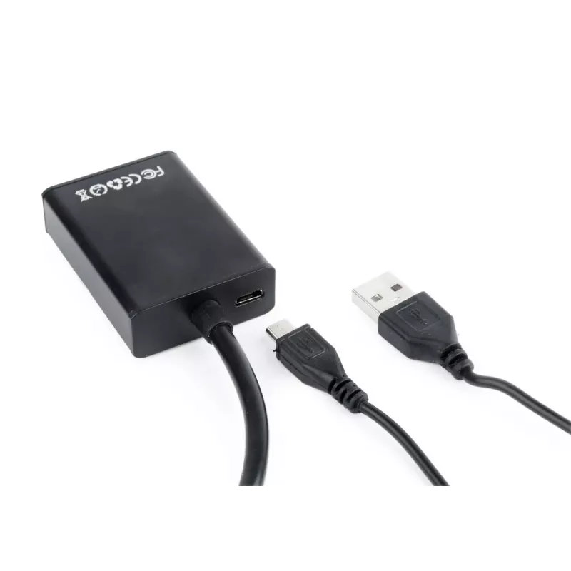 GEMBIRD VGA į HDMI adapterio laidas, USB maitinamas, 15 cm – juodas