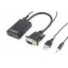 GEMBIRD VGA į HDMI adapterio laidas, USB maitinamas, 15 cm – juodas