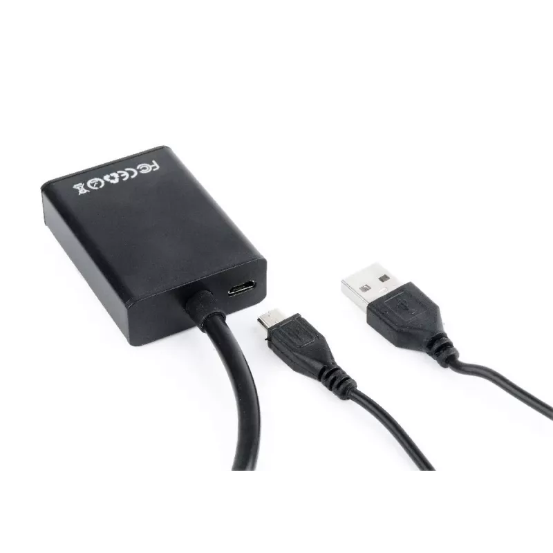 GEMBIRD VGA į HDMI adapterio laidas, USB maitinamas, 15 cm – juodas